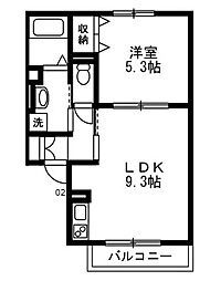 ヴィレッジ・ハルミ1 1LDKの間取図画像