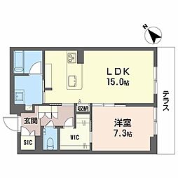 カルーレ金澤 1LDKの間取図画像
