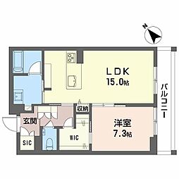 カルーレ金澤 1LDKの間取図画像