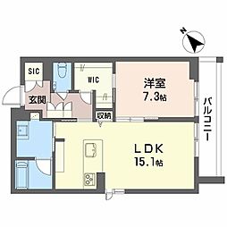 カルーレ金澤 1LDKの間取図画像