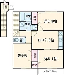 フォレスト竹松 3DKの間取図画像