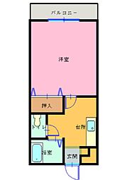 ロマーノハイツ三角 1Kの間取図画像
