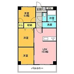 プロミネント四日市 3LDKの間取図画像
