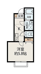 アーブルヴェール 1Kの間取図画像