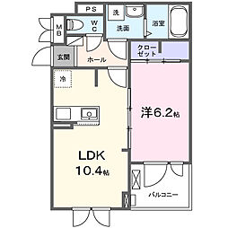 アーバンコート堀越 1LDKの間取図画像