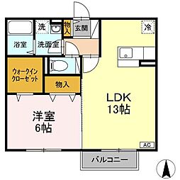 グランシャリオB 1LDKの間取図画像