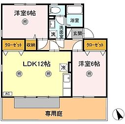 グレイス高田B 2LDKの間取図画像