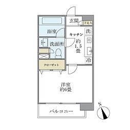 エコロジー白山レジデンス 1Kの間取図画像