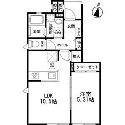 ラベルヴィ聖蹟A 1LDKの間取図画像
