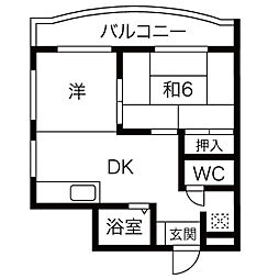 レジデンス光和N104 2DKの間取図画像