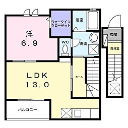 コンフィー中山台I 1LDKの間取図画像