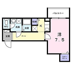 CRETA(クレタ)扇 1Kの間取図画像