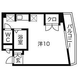 キャピタル萩野町 ワンルームの間取図画像