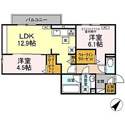 プリムラコウチ 2LDKの間取図画像