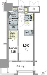 エンクレスト天神TERRACE 1LDKの間取図画像