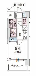 スプランディッド堺東DUE 1Kの間取図画像