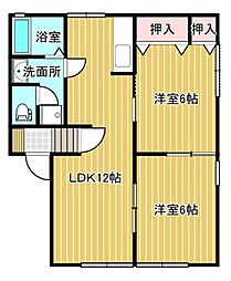 クラフト六番館 2LDKの間取図画像