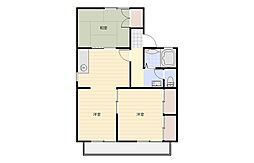 レジデンスオリーブD 2DKの間取図画像