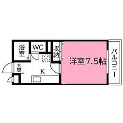 AZURトリイ 1Kの間取図画像
