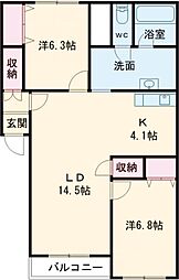 グランデ24 2LDKの間取図画像