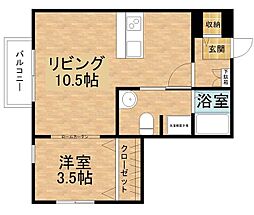 アミーハウス白鳥 1LDKの間取図画像