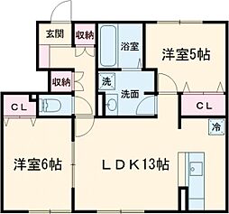 first sky B 2LDKの間取図画像