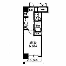 レジディア月島3 1Kの間取図画像