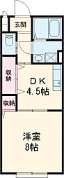 ヒルズシンシア 1DKの間取図画像
