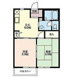 ヴィヴレB 2DKの間取図画像