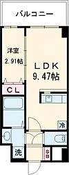 Alivis Shimo-Shinjo SoL TERRAC 1LDKの間取図画像