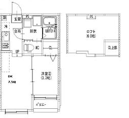 ハーモニーテラス深草大亀谷万帖敷町 1DKの間取図画像