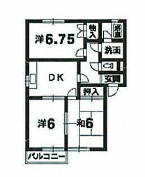コーポオカリナ 3DKの間取図画像