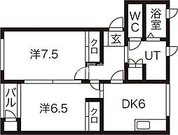 ストリームB 2DKの間取図画像