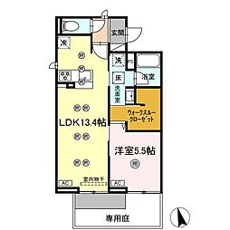 ディアライズ河内 1LDKの間取図画像