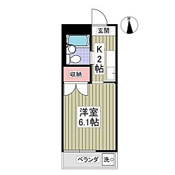 第1ローズハイツ 1Kの間取図画像