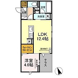 TORISIA売市 1LDKの間取図画像