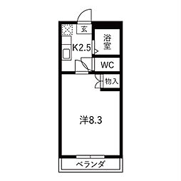 Gハイツ'97 1Kの間取図画像