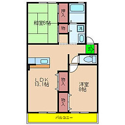 ミモザ1番館 2LDKの間取図画像