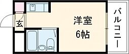 黒田第2ビル ワンルームの間取図画像