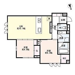 極稀(ごくまれ) 2LDKの間取図画像