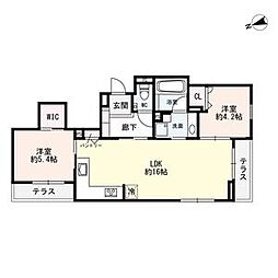 極稀(ごくまれ) 2LDKの間取図画像