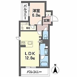 パルコートII 1LDKの間取図画像