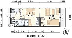アケサンマンション 1DKの間取図画像
