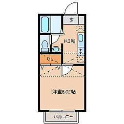 ガルテン山王参番館 1Kの間取図画像