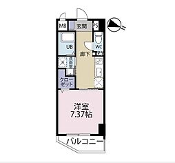 ビューテラス大道 1Kの間取図画像