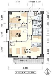 ディユ・ラフィーネ 2LDKの間取図画像