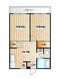 ハイマートオルト三ッ境 2DKの間取図画像