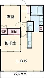 キャッスル塩塚1番館 2LDKの間取図画像