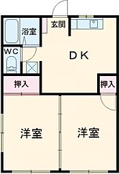 ロマーノビル 2DKの間取図画像