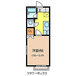 ガーデン国立 1Kの間取図画像
